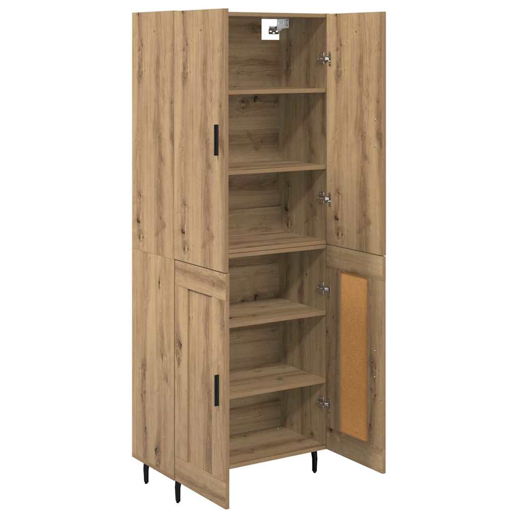 Credenza 2 pcs Rovere artigianale Legno Stratificato e Vetro