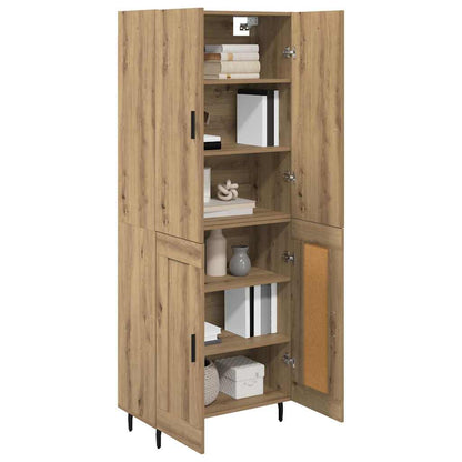 Credenza 2 pcs Rovere artigianale Legno Stratificato e Vetro
