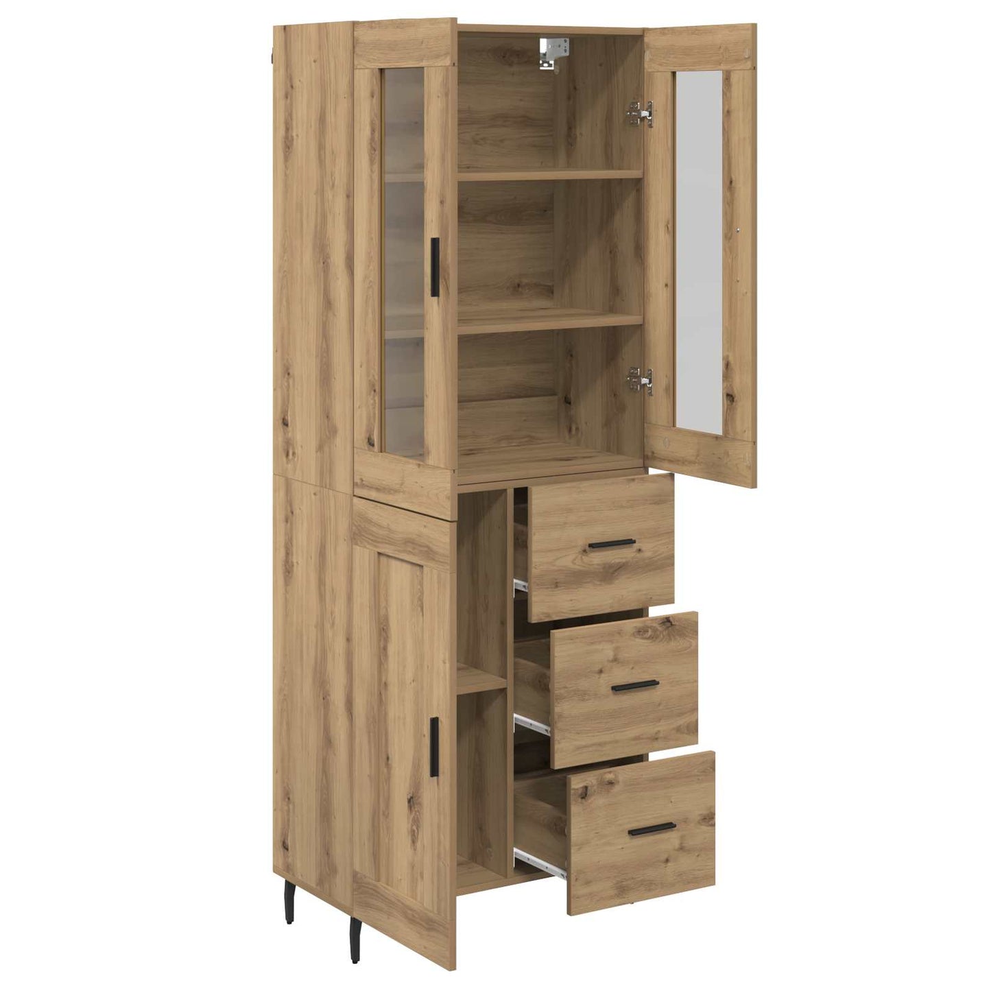 Credenza 2 pcs Rovere artigianale Legno multistrato