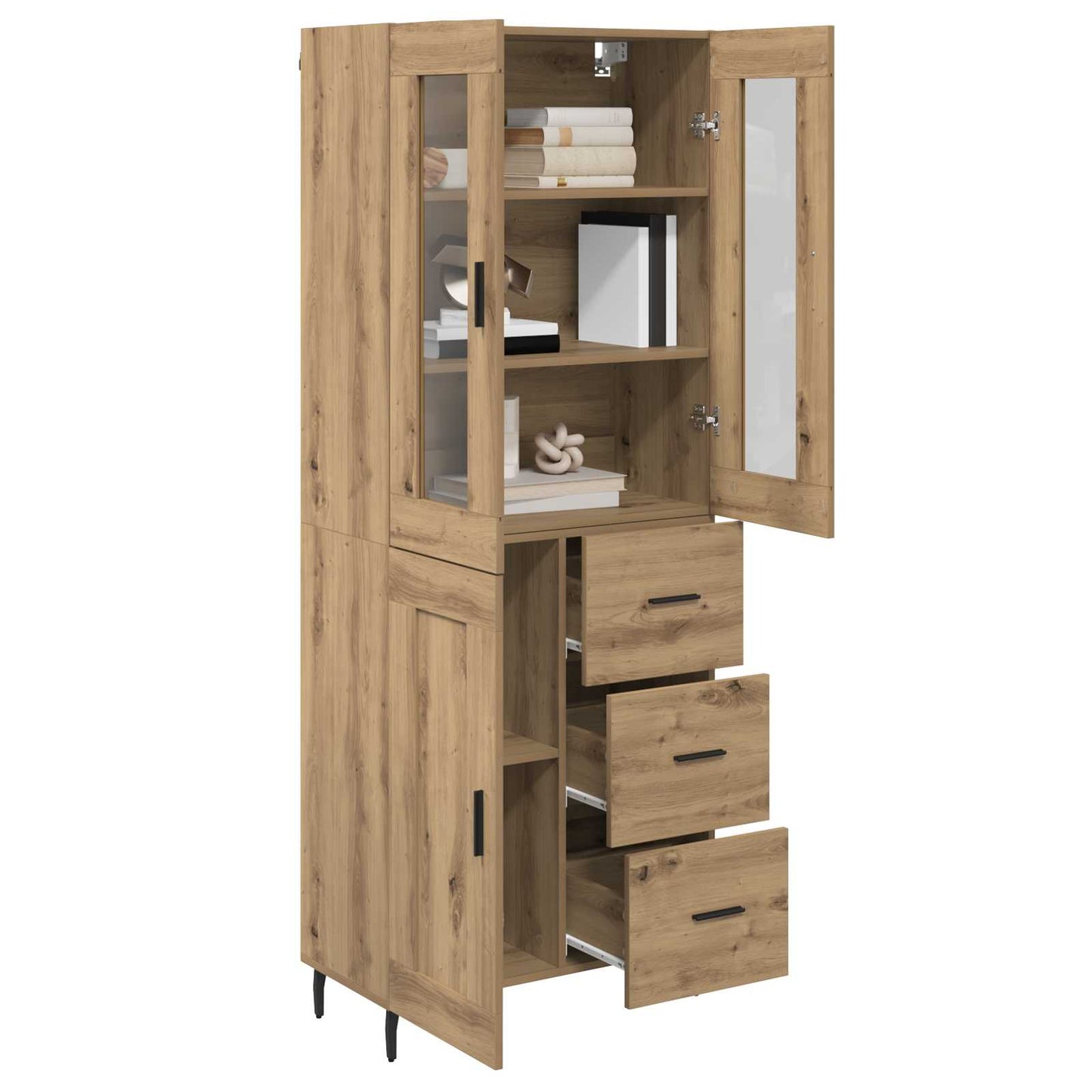 Credenza 2 pcs Rovere artigianale Legno multistrato