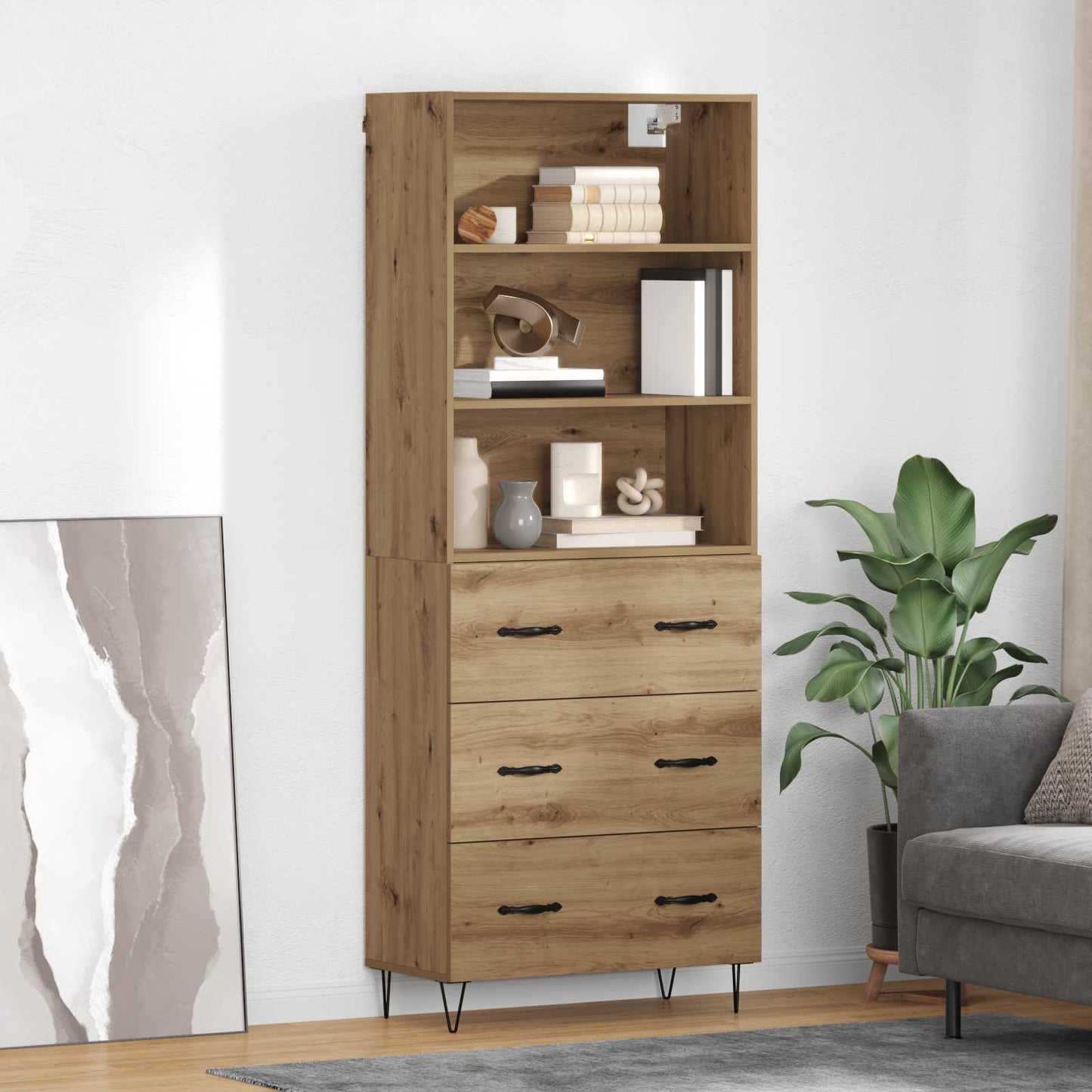 Credenza 2 pcs Rovere artigianale Legno multistrato