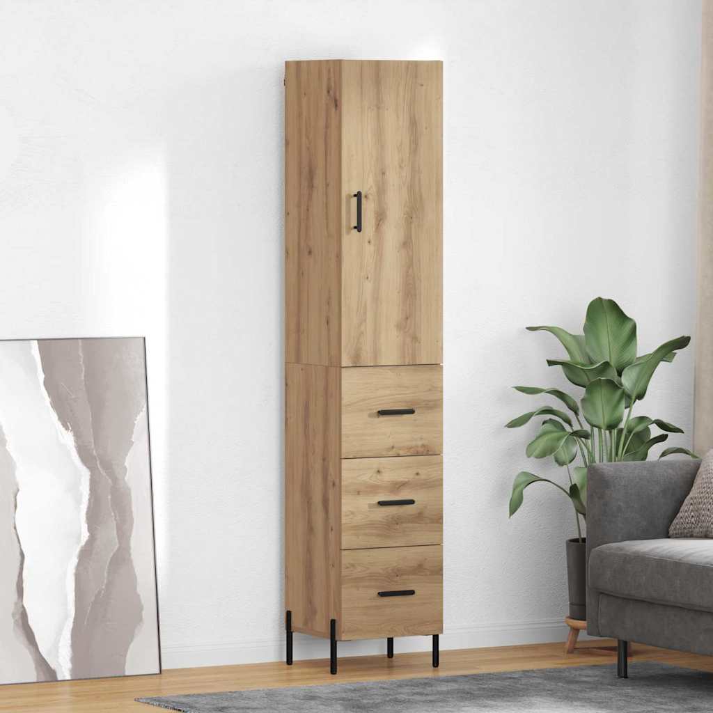 Credenza con cassetto Rovere artigianale 34,5 x 34 x 180 cm