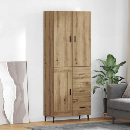 Credenza 2 pcs Rovere artigianale Legno Stratificato e Vetro