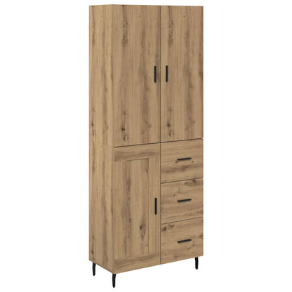 Credenza 2 pcs Rovere artigianale Legno Stratificato e Vetro