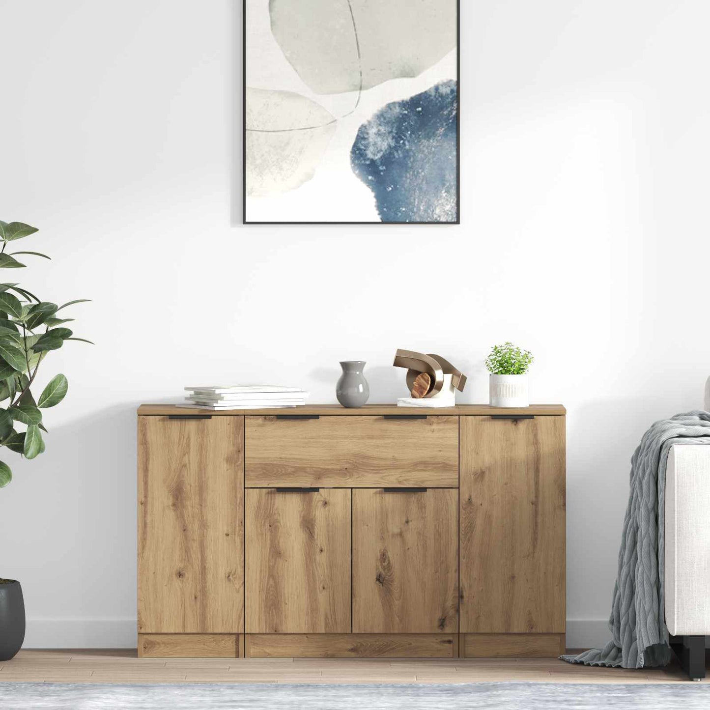 Credenza 3 pcs Rovere artigianale Legno multistrato