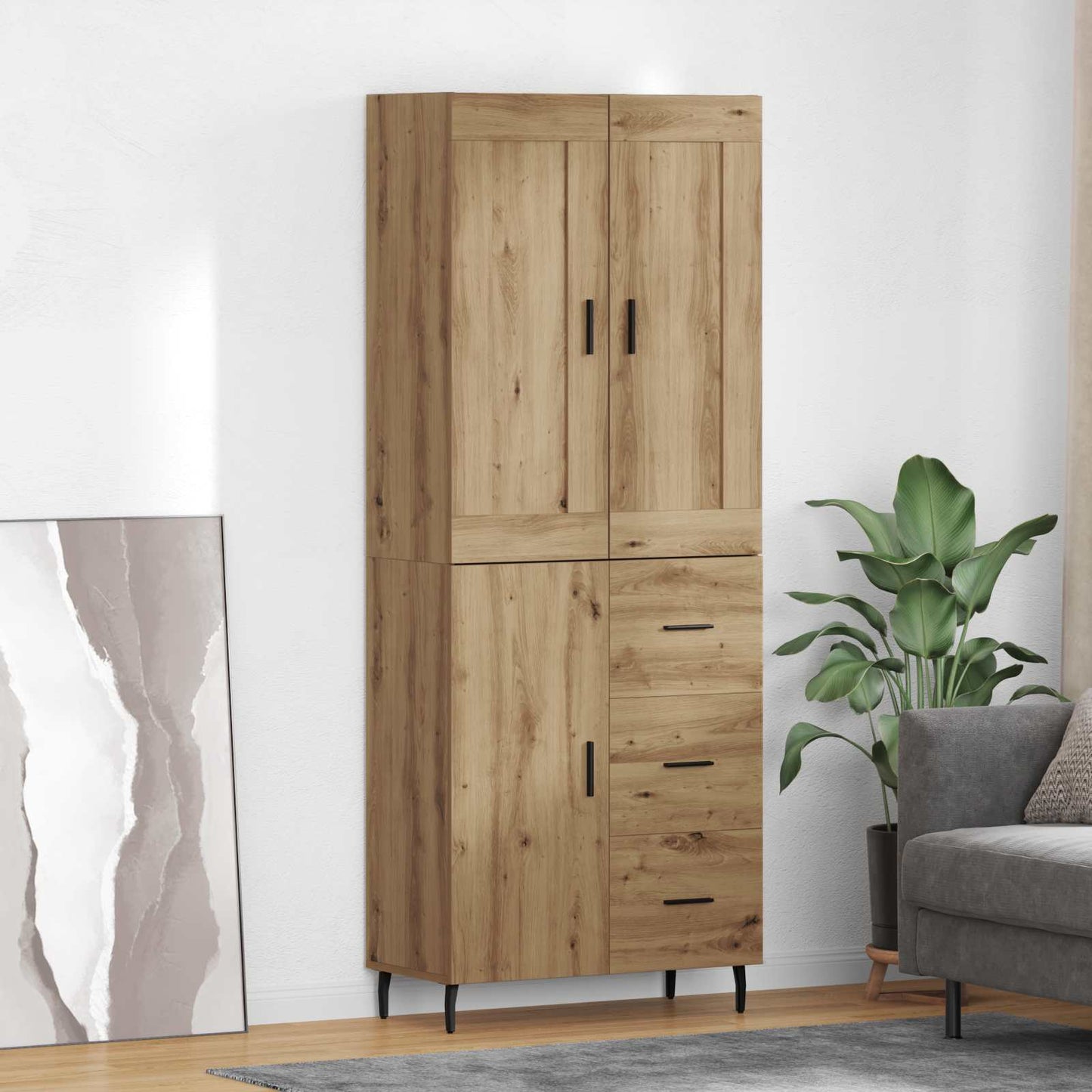 Credenza 2 pcs Rovere artigianale Legno multistrato