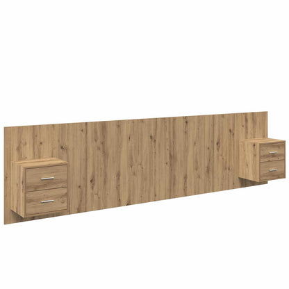 Testata con Comodino 3 pcs Rovere artigianale Legno multistrato