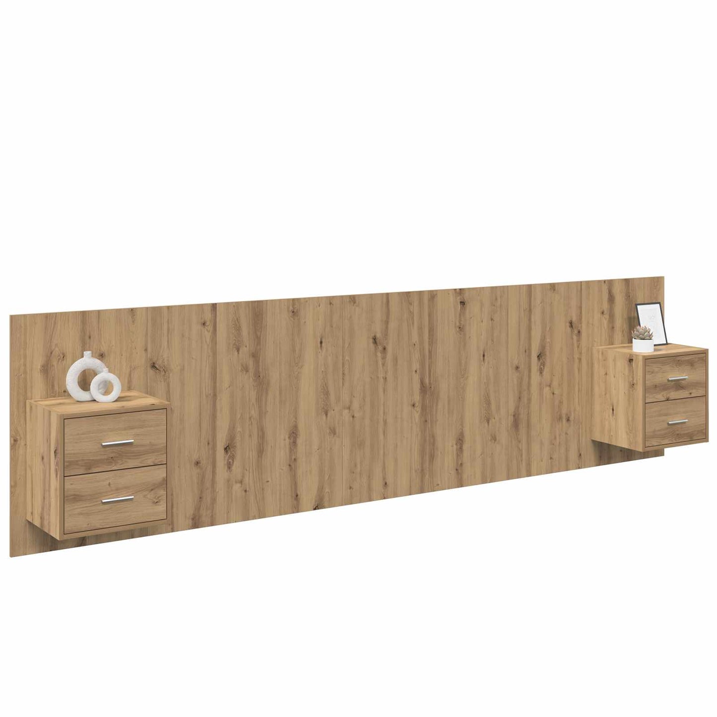 Testata con Comodino 3 pcs Rovere artigianale Legno multistrato