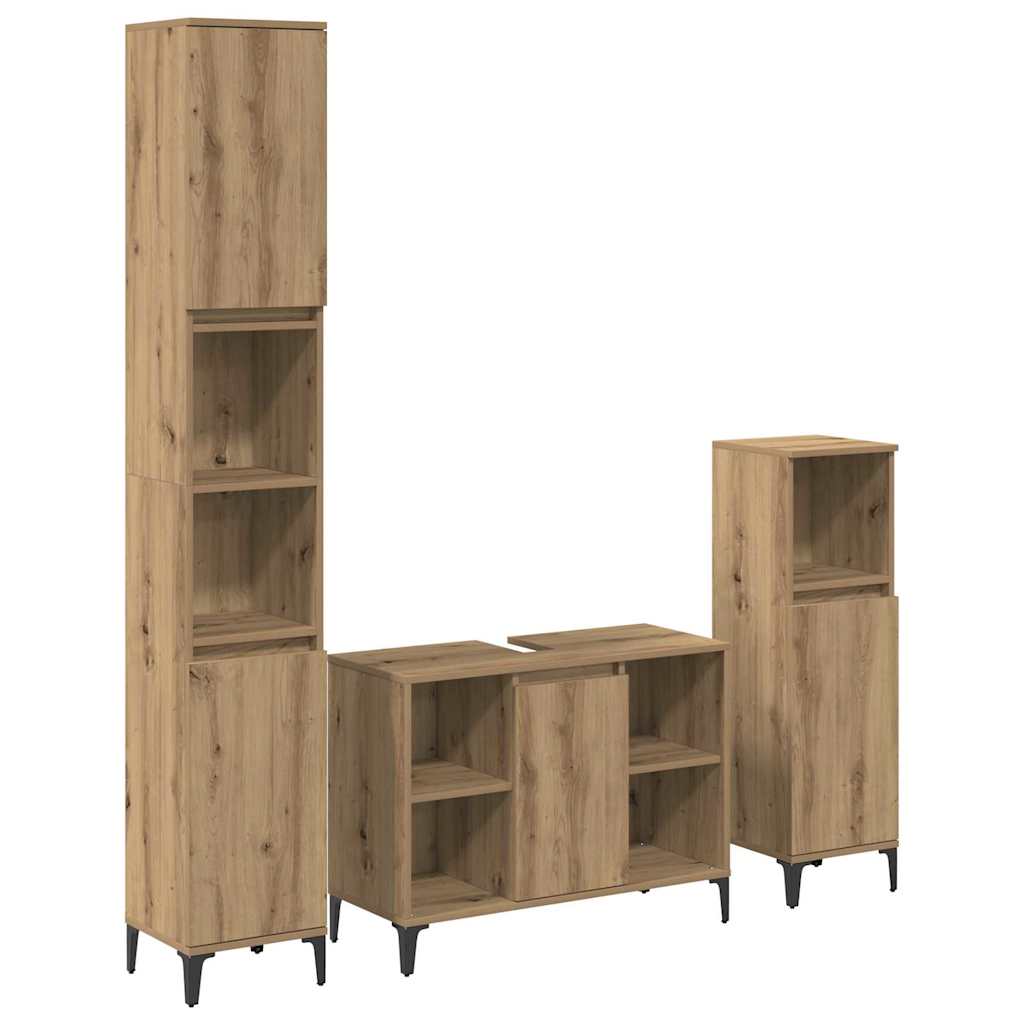 Set di mobili per il bagno con porta 3 pcs Rovere artigianale