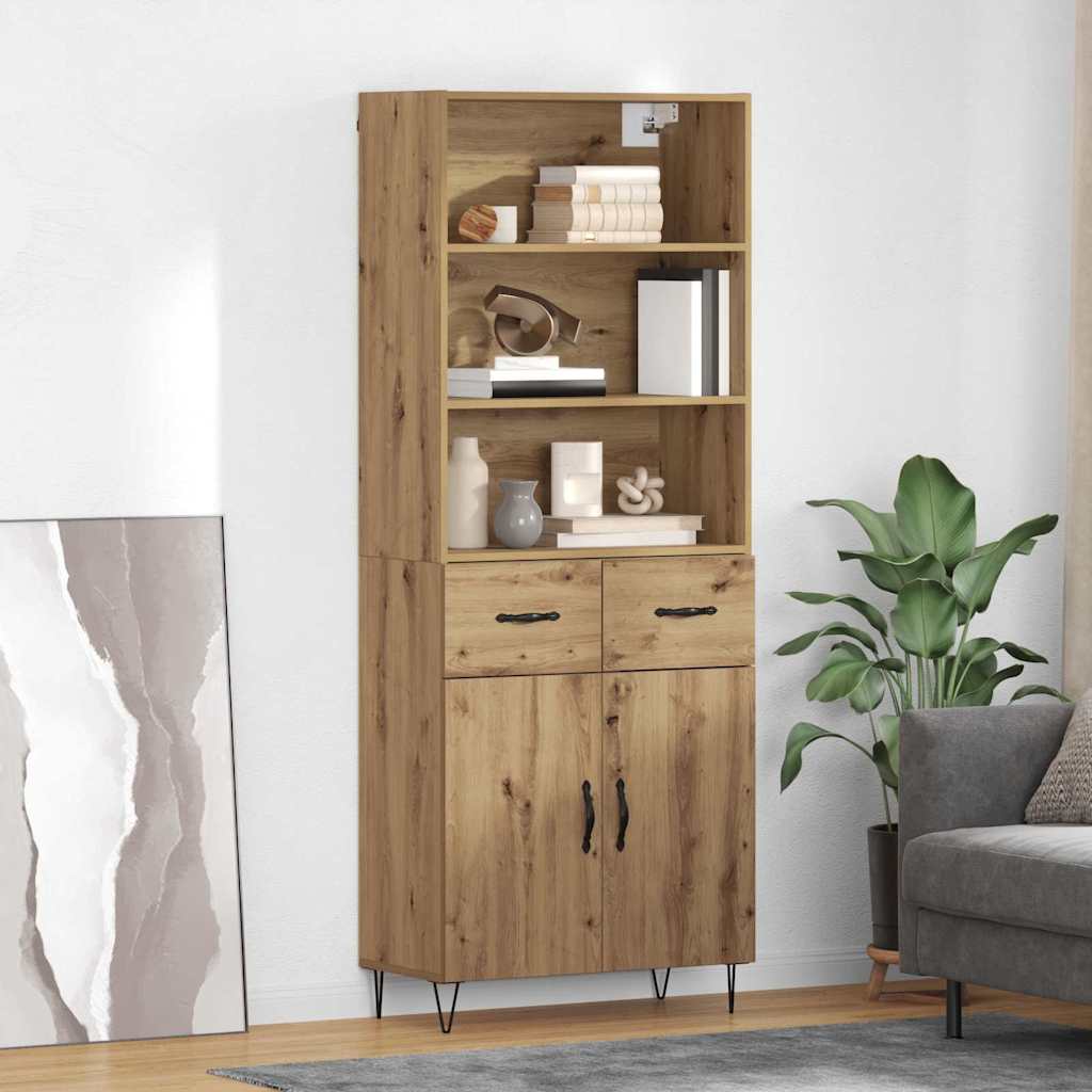 Credenza 2 pcs Rovere artigianale Legno multistrato