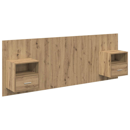 Testata con Comodino 3 pcs Rovere artigianale Legno multistrato