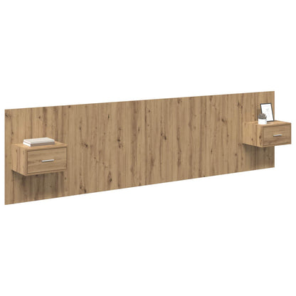 Testata con Comodino 3 pcs Rovere artigianale Legno multistrato