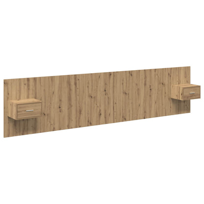 Testata con Comodino 3 pcs Rovere artigianale Legno multistrato