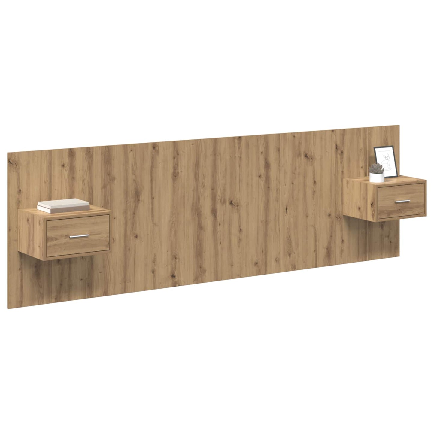 Testata con Comodino 3 pcs Rovere artigianale Legno multistrato