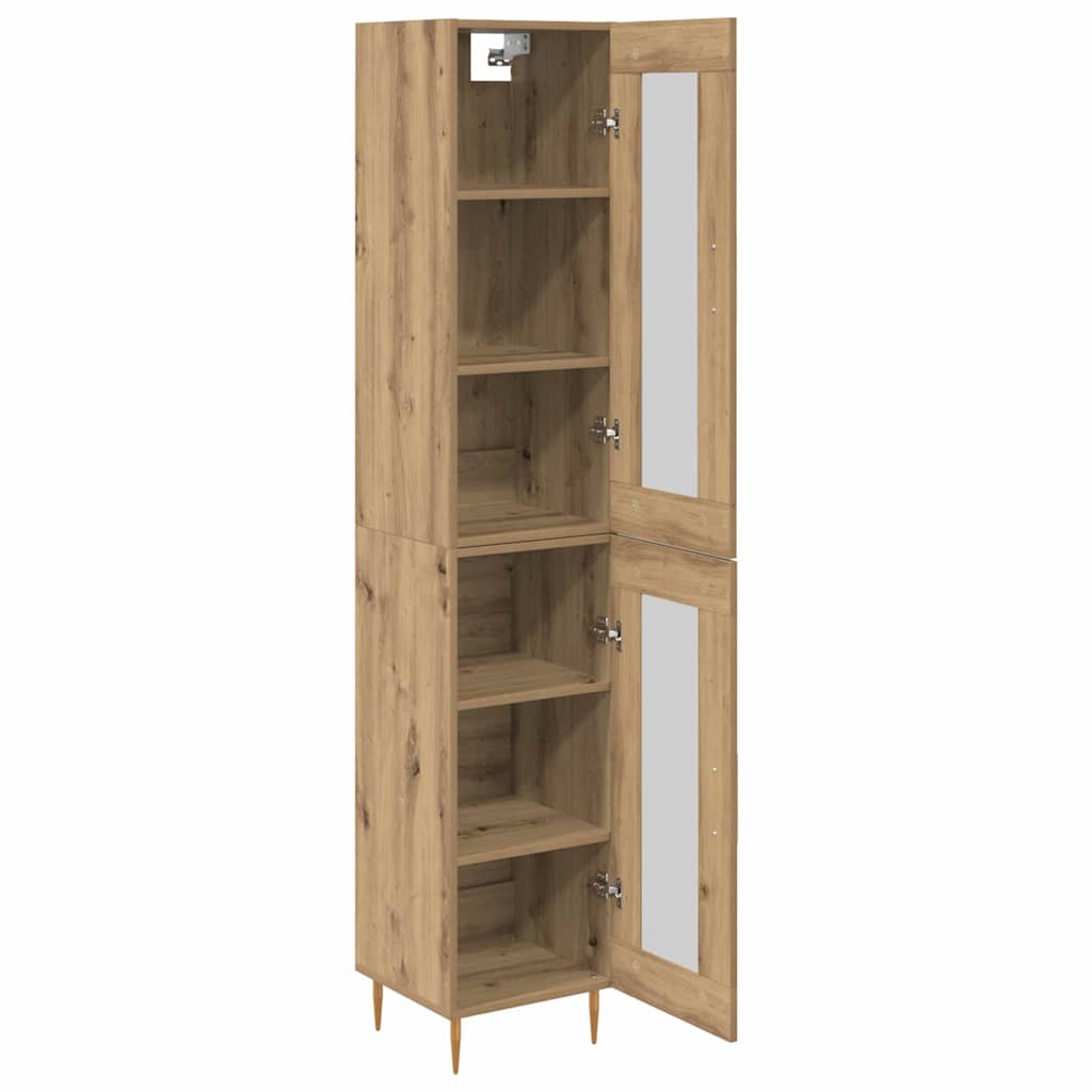 Credenza 2 pcs Rovere artigianale Vetro