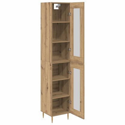 Credenza 2 pcs Rovere artigianale Vetro