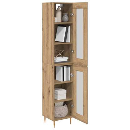 Credenza 2 pcs Rovere artigianale Vetro
