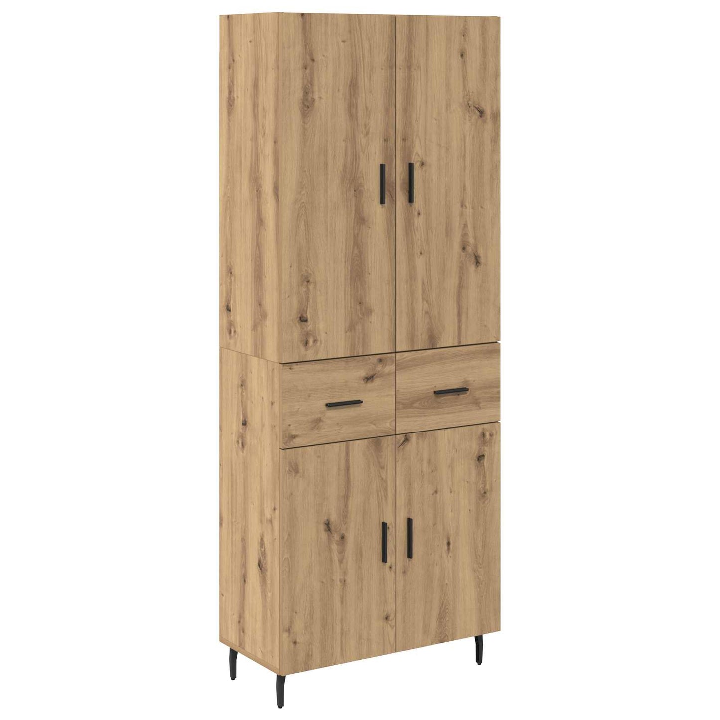 Credenza 2 pcs Rovere artigianale Legno Stratificato e Vetro