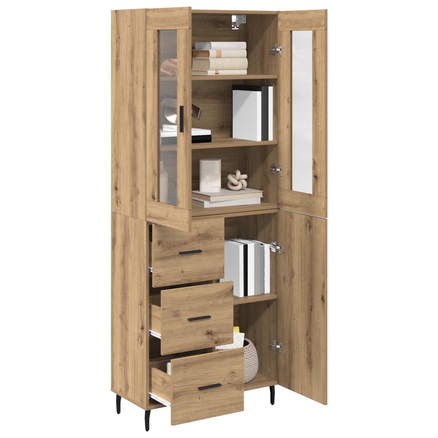 Credenza 2 pcs Rovere artigianale Legno multistrato