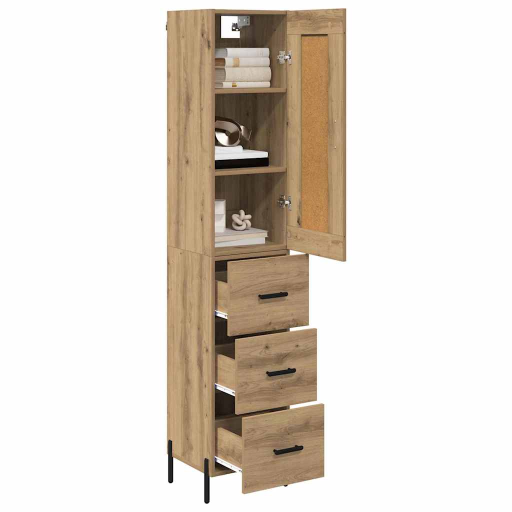Credenza con cassetto Rovere artigianale 34,5 x 34 x 180 cm