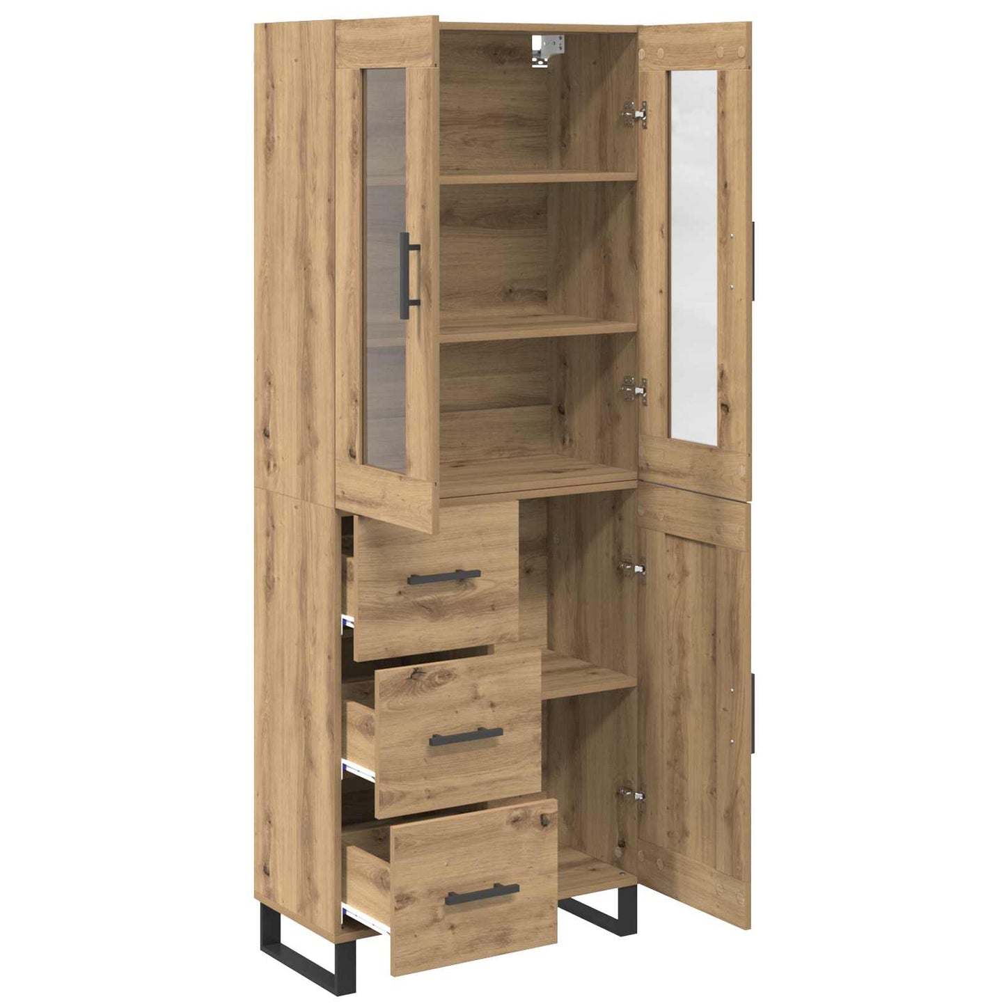 Credenza 2 pcs Rovere artigianale Legno multistrato