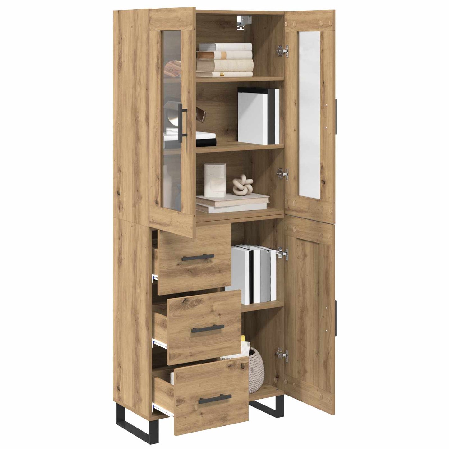 Credenza 2 pcs Rovere artigianale Legno multistrato
