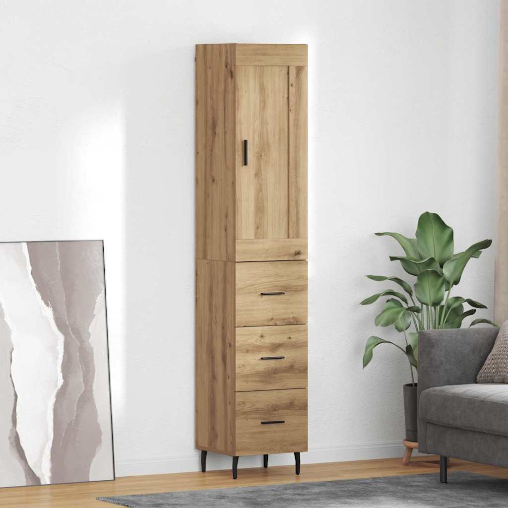 Credenza con cassetto Rovere artigianale 34,5 x 34 x 180 cm
