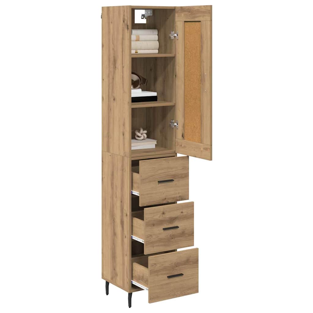 Credenza con cassetto Rovere artigianale 34,5 x 34 x 180 cm
