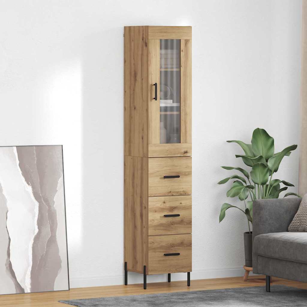 Credenza con cassetto Rovere artigianale 34,5 x 34 x 180 cm