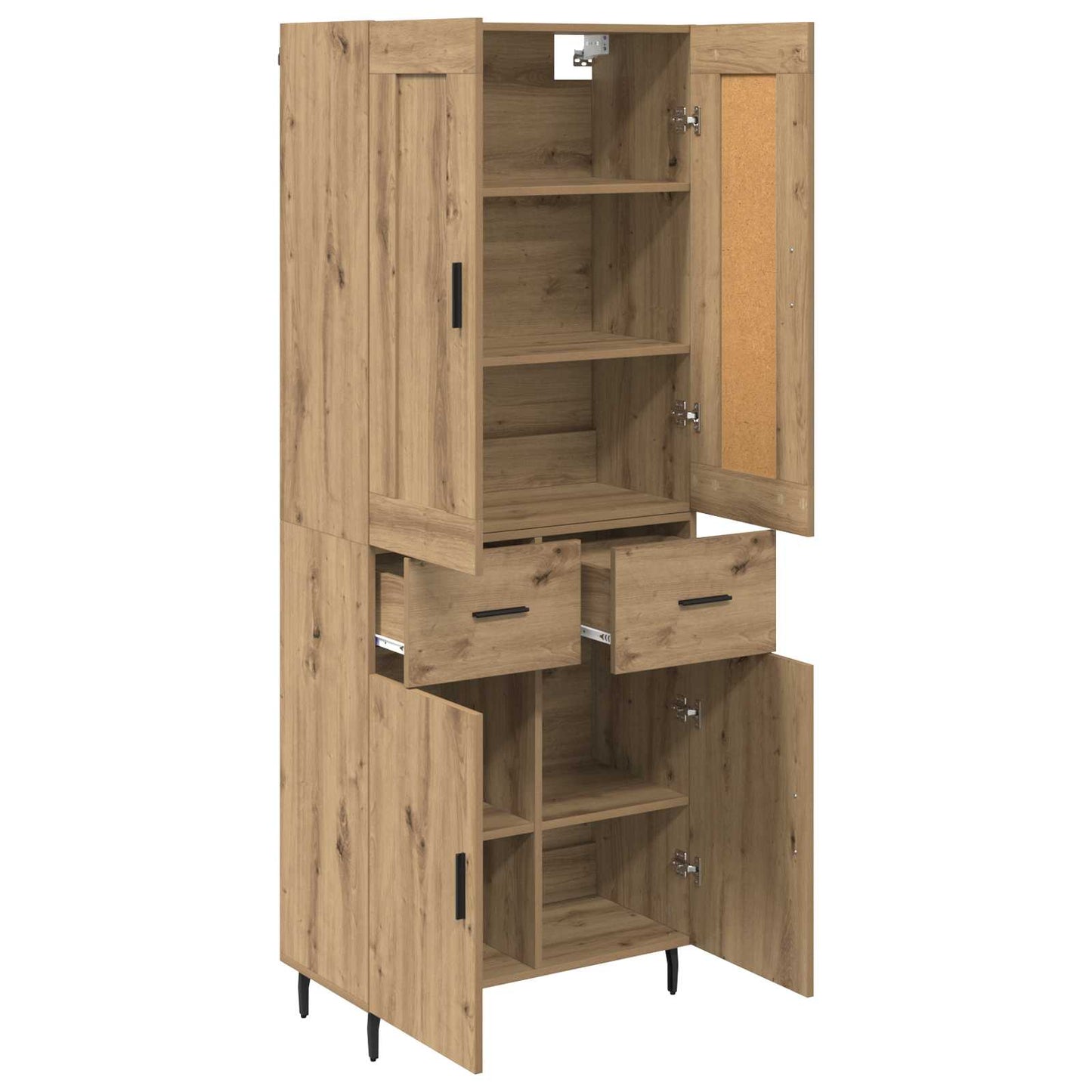 Credenza 2 pcs Rovere artigianale Legno multistrato