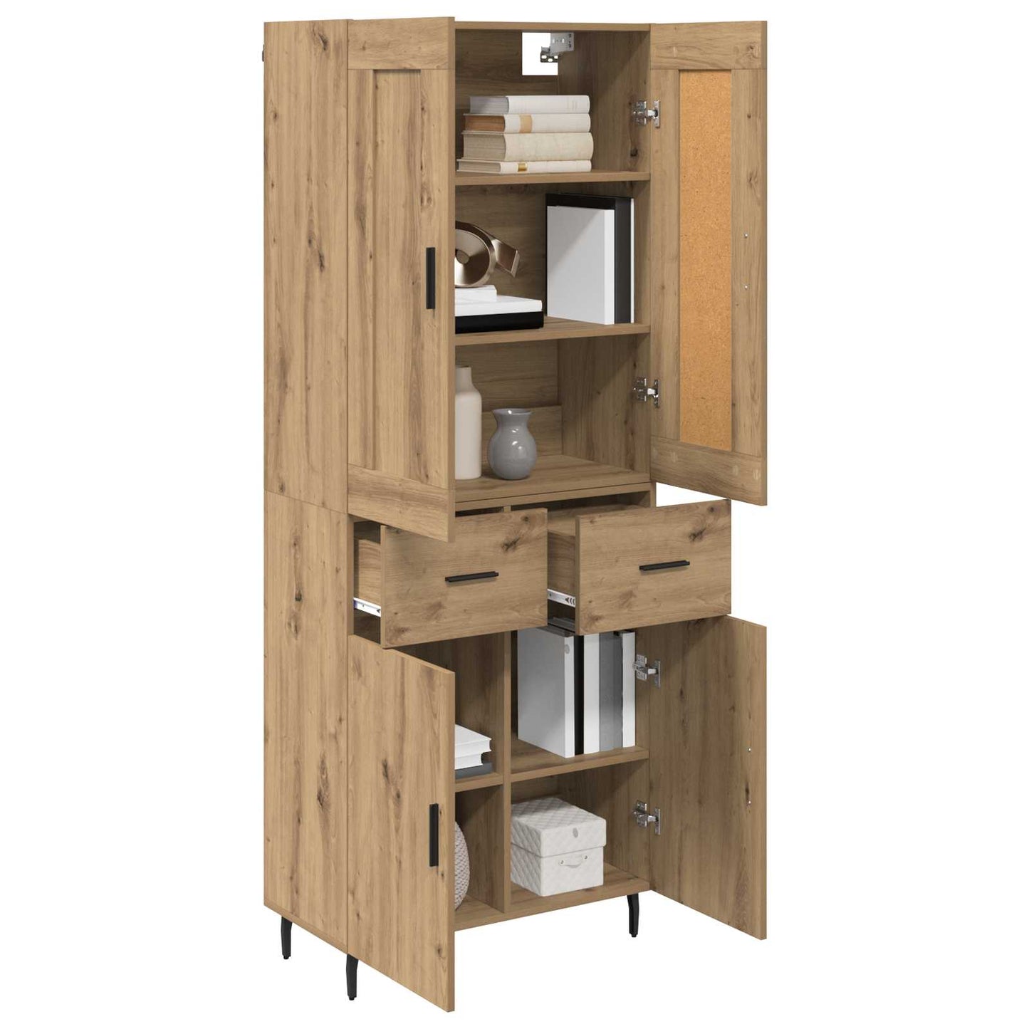 Credenza 2 pcs Rovere artigianale Legno multistrato
