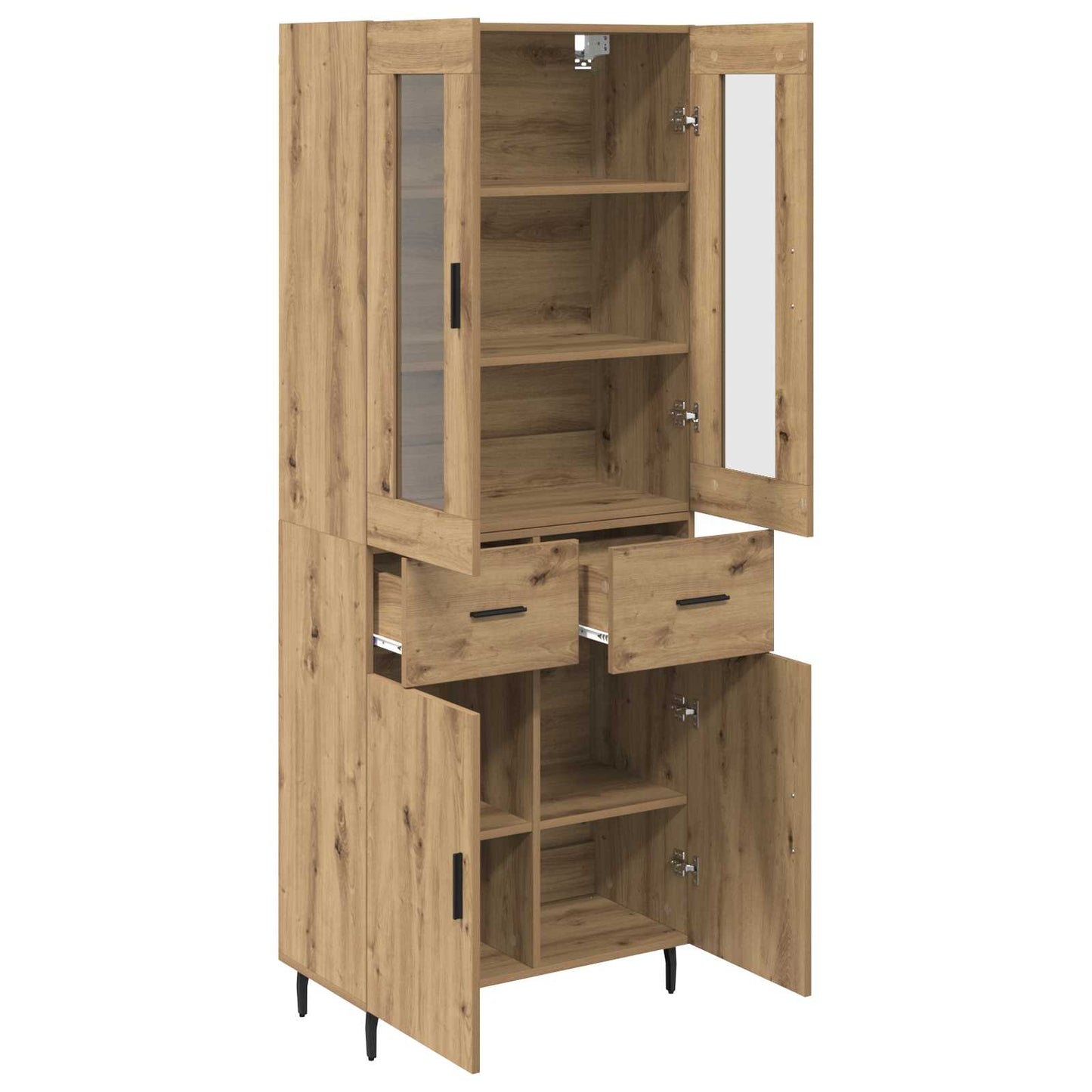Credenza 2 pcs Rovere artigianale Legno multistrato