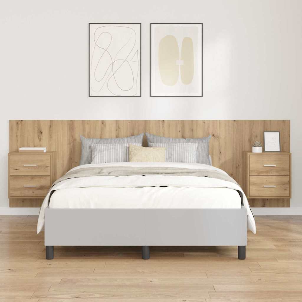 Testata con Comodino 3 pcs Rovere artigianale Legno multistrato