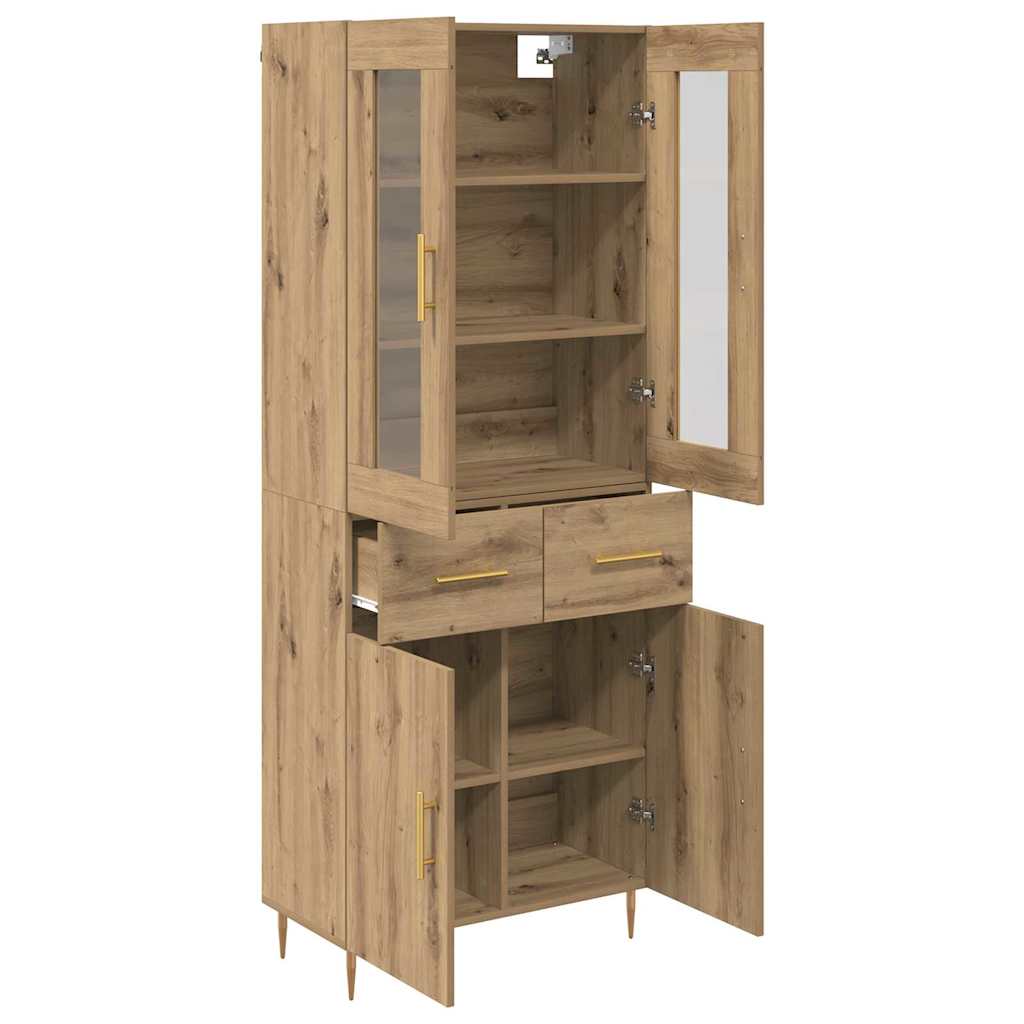Credenza 2 pcs Rovere artigianale Legno multistrato