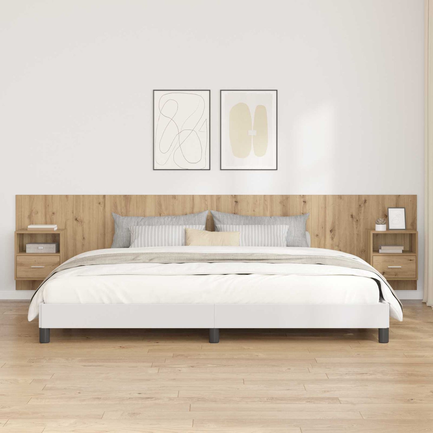 Testata con Comodino 3 pcs Rovere artigianale Legno multistrato