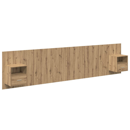 Testata con Comodino 3 pcs Rovere artigianale Legno multistrato