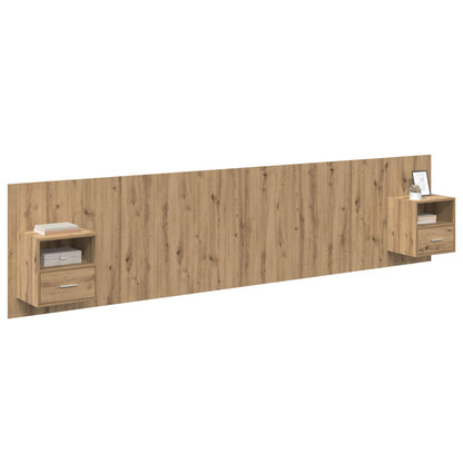 Testata con Comodino 3 pcs Rovere artigianale Legno multistrato