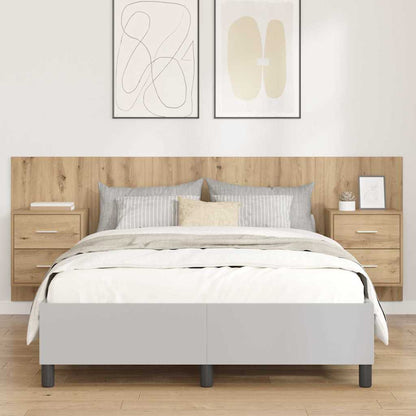 Testata con Comodino 3 pcs Rovere artigianale Legno multistrato