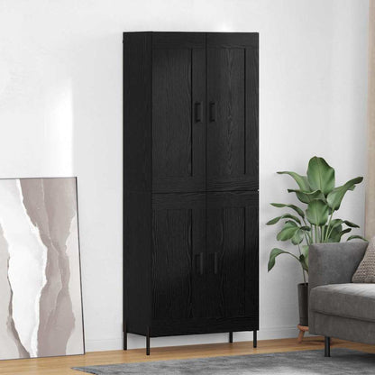 Credenza 2 pcs Rovere Nero Legno multistrato