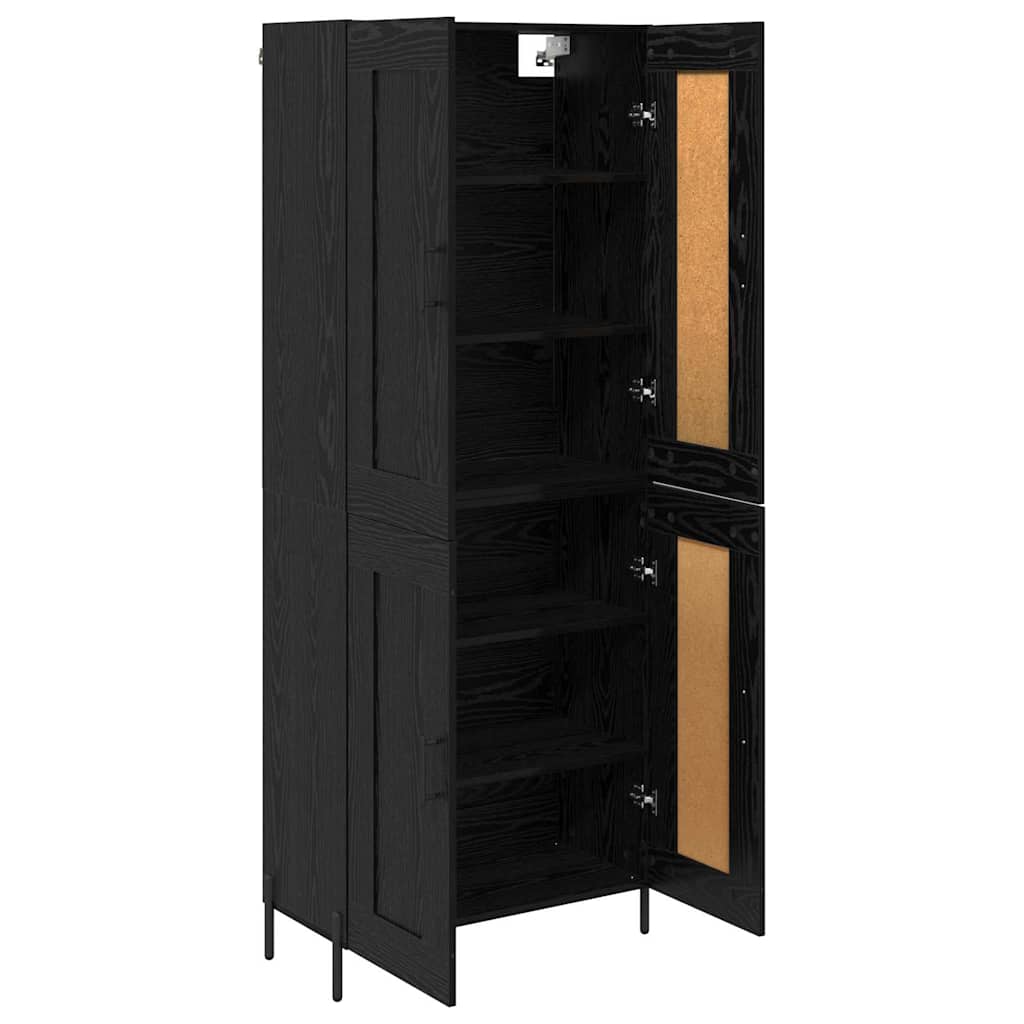 Credenza 2 pcs Rovere Nero Legno multistrato