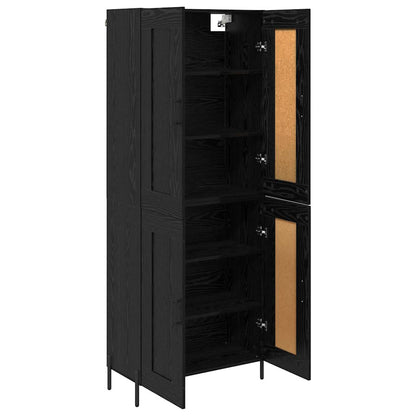 Credenza 2 pcs Rovere Nero Legno multistrato