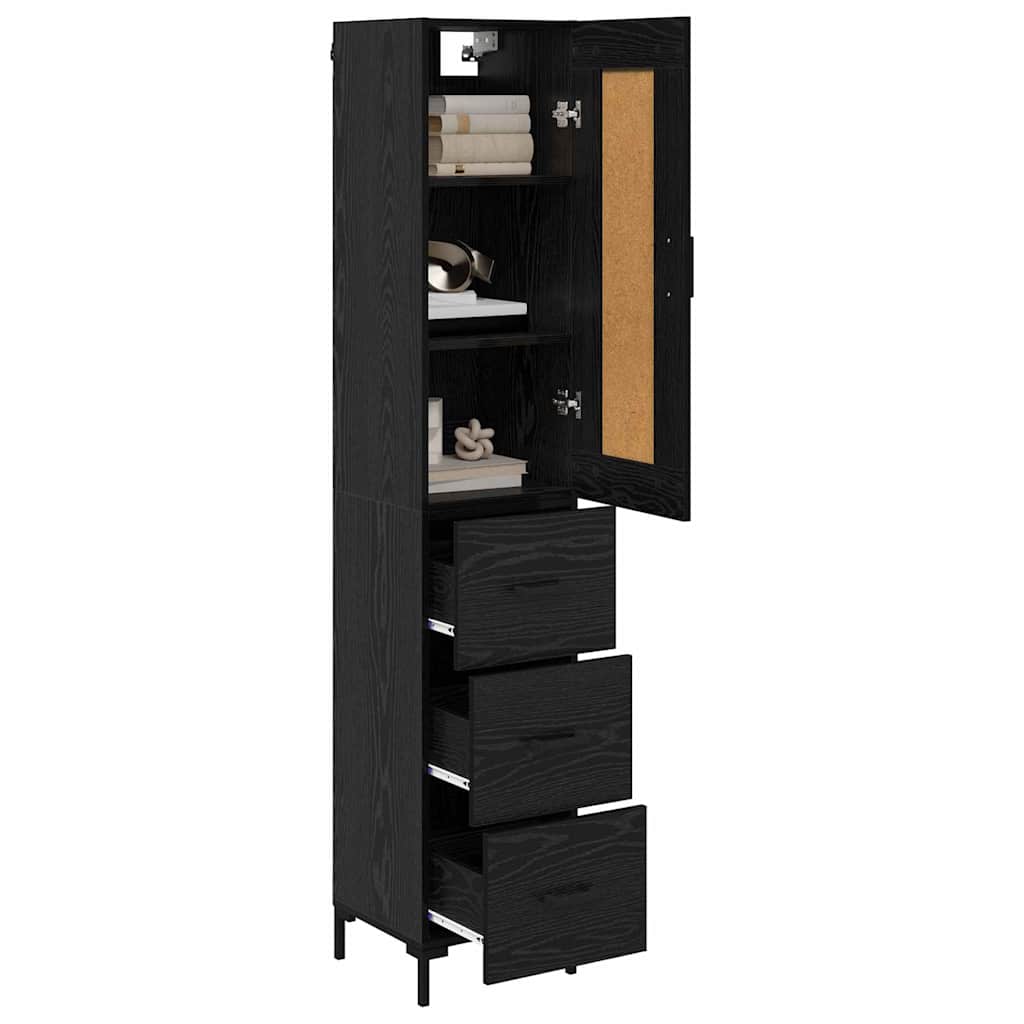 Credenza Rovere Nero 34,5 x 34 x 180 cm Legno multistrato