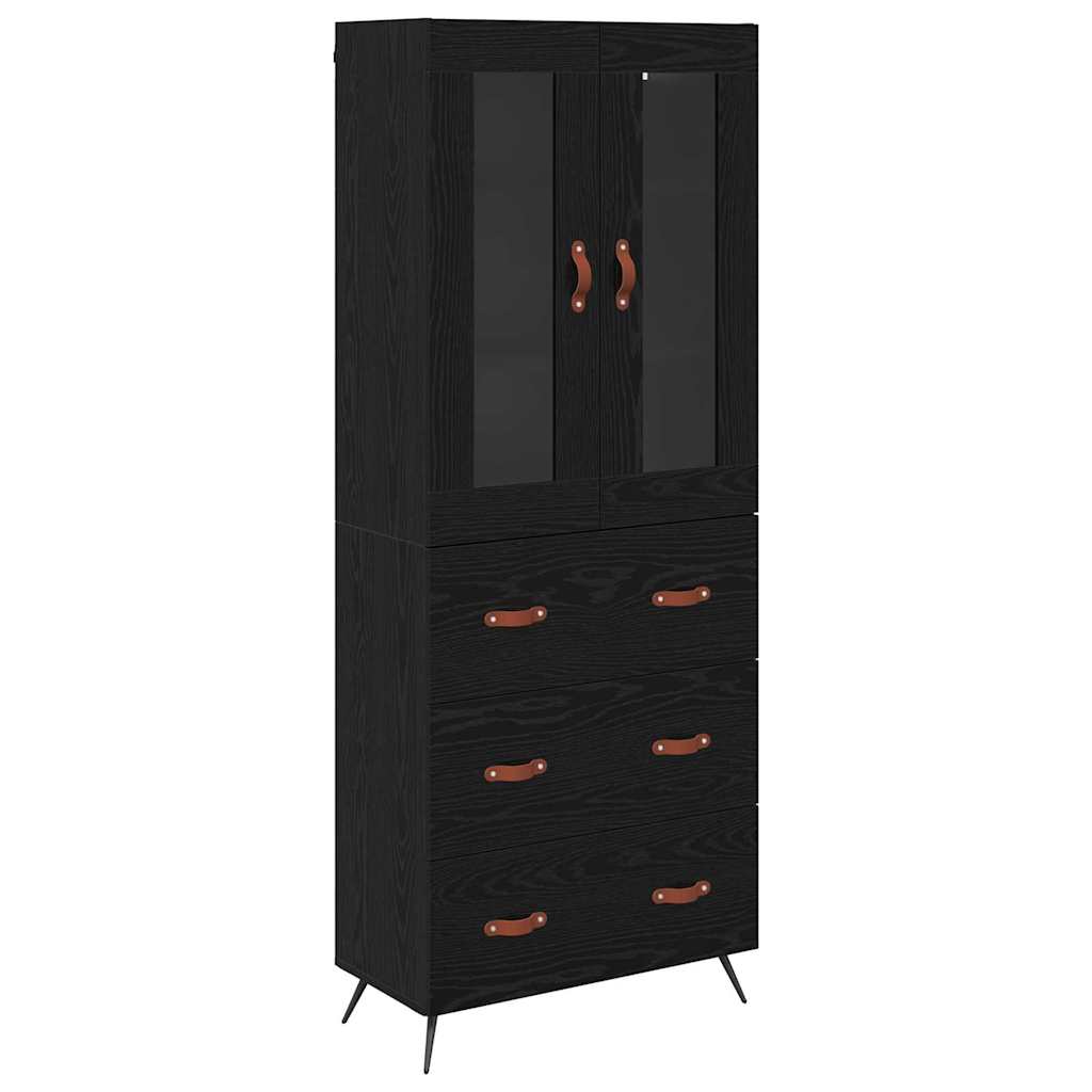 Armadietto alto con ripiano 2 pcs Rovere Nero Legno multistrato