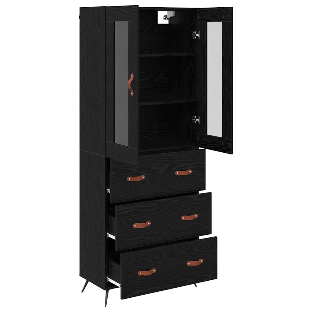Armadietto alto con ripiano 2 pcs Rovere Nero Legno multistrato