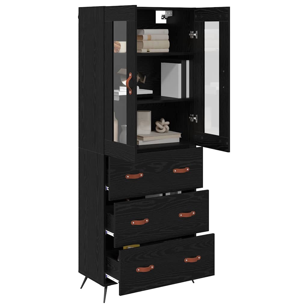 Armadietto alto con ripiano 2 pcs Rovere Nero Legno multistrato