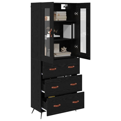 Armadietto alto con ripiano 2 pcs Rovere Nero Legno multistrato