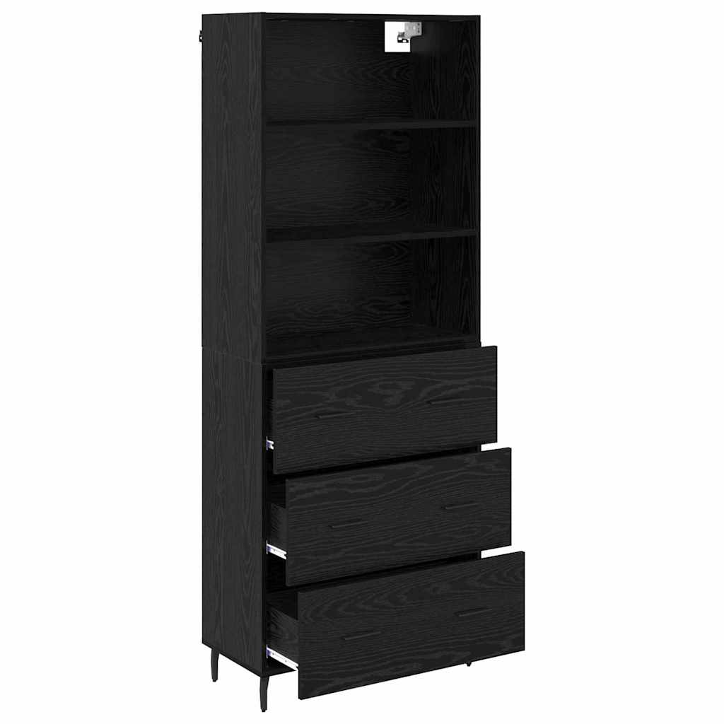 Credenza con cassetto Rovere Nero 69,5 x 34 x 180 cm