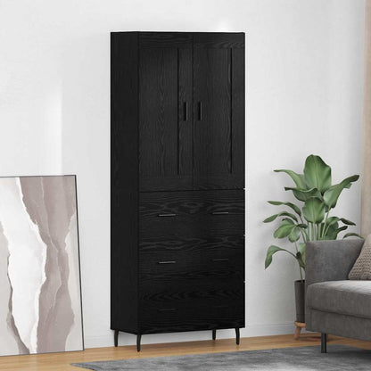 Credenza con cassetto 2 pcs Rovere Nero Legno multistrato