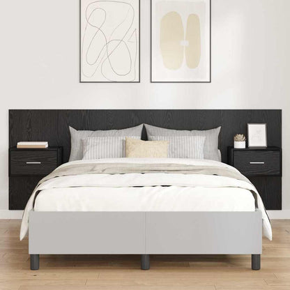 Testata con Comodino 3 pcs Rovere Nero Legno multistrato