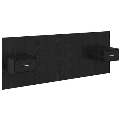 Testata con Comodino 3 pcs Rovere Nero Legno multistrato